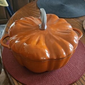 The Pioneer Woman Orange Pumpkin Ceramic Casserole with Silver Stem